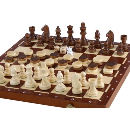 SZACHY + BACKGAMMON + Warcaby  40,5 cm